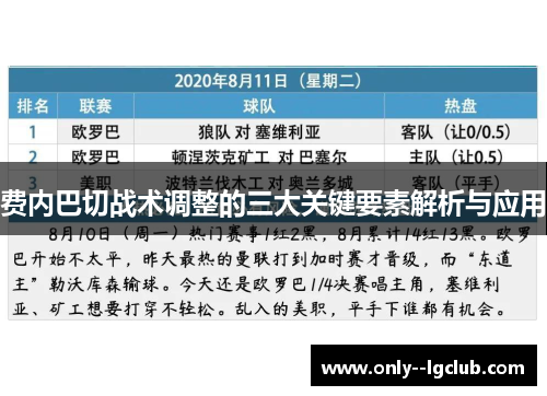 费内巴切战术调整的三大关键要素解析与应用
