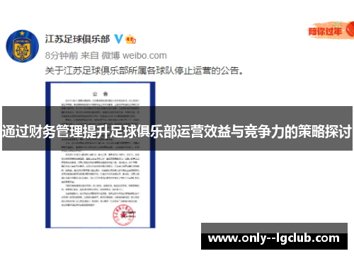 通过财务管理提升足球俱乐部运营效益与竞争力的策略探讨 通过财务管理提升足球俱乐部运营效益与竞争力的策略探讨